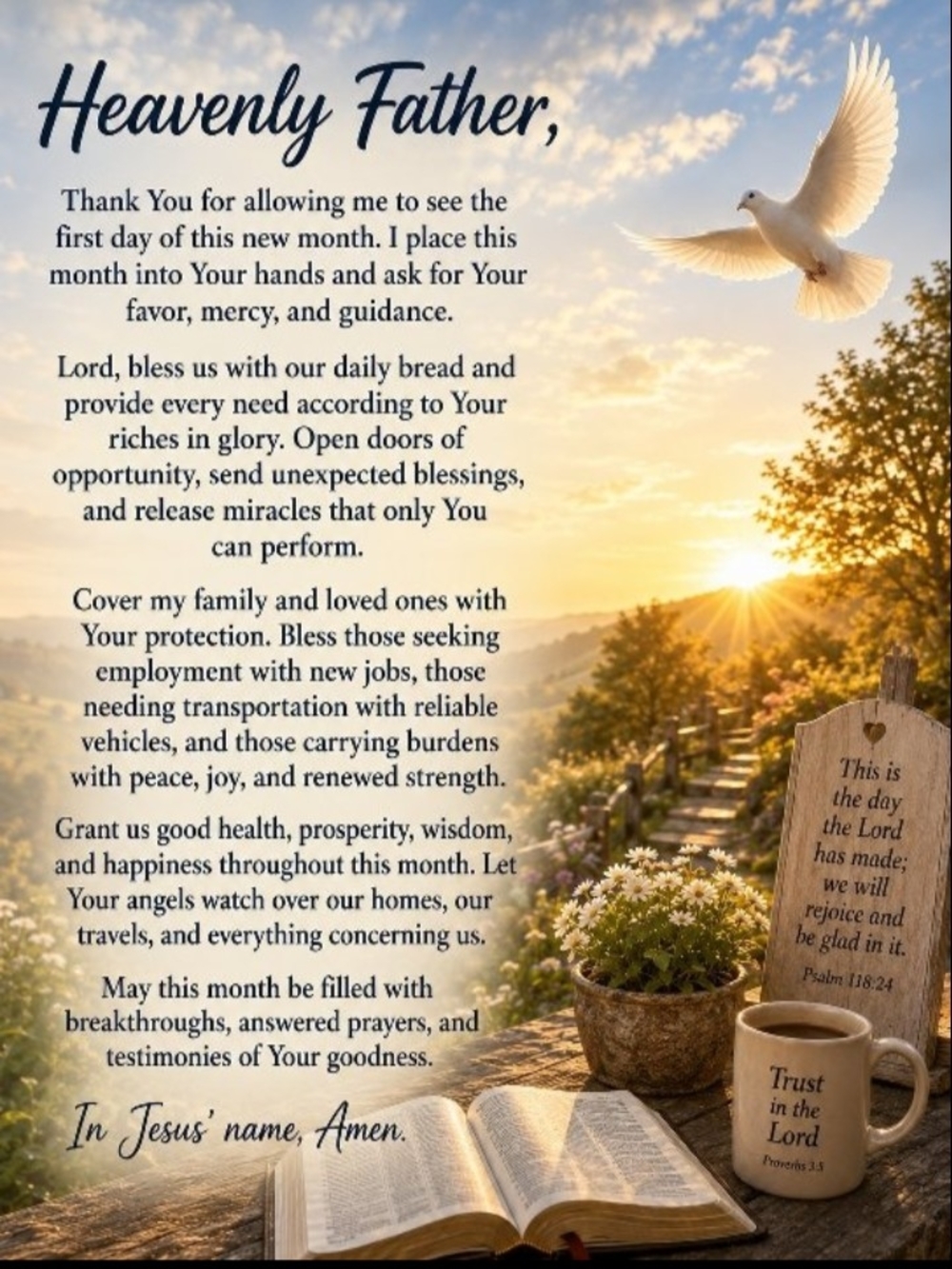 Inspirational 'Heavenly Father' Prayer Wall Art in Warm Sunrise Colors